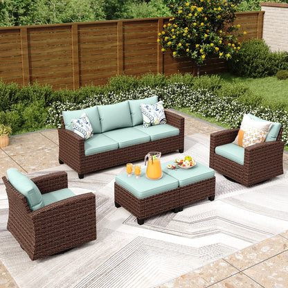 Divano componibile da esterno in vimini e rattan, 5/9 posti, set da conversazione di grandi dimensioni