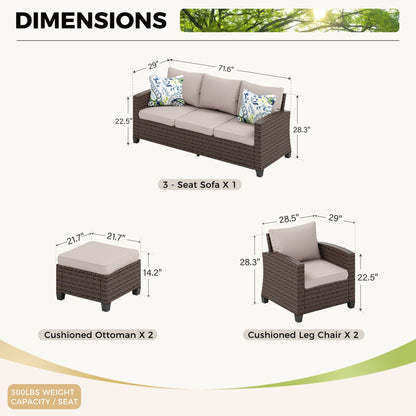 Divano componibile da esterno in vimini e rattan, 5/9 posti, set da conversazione di grandi dimensioni