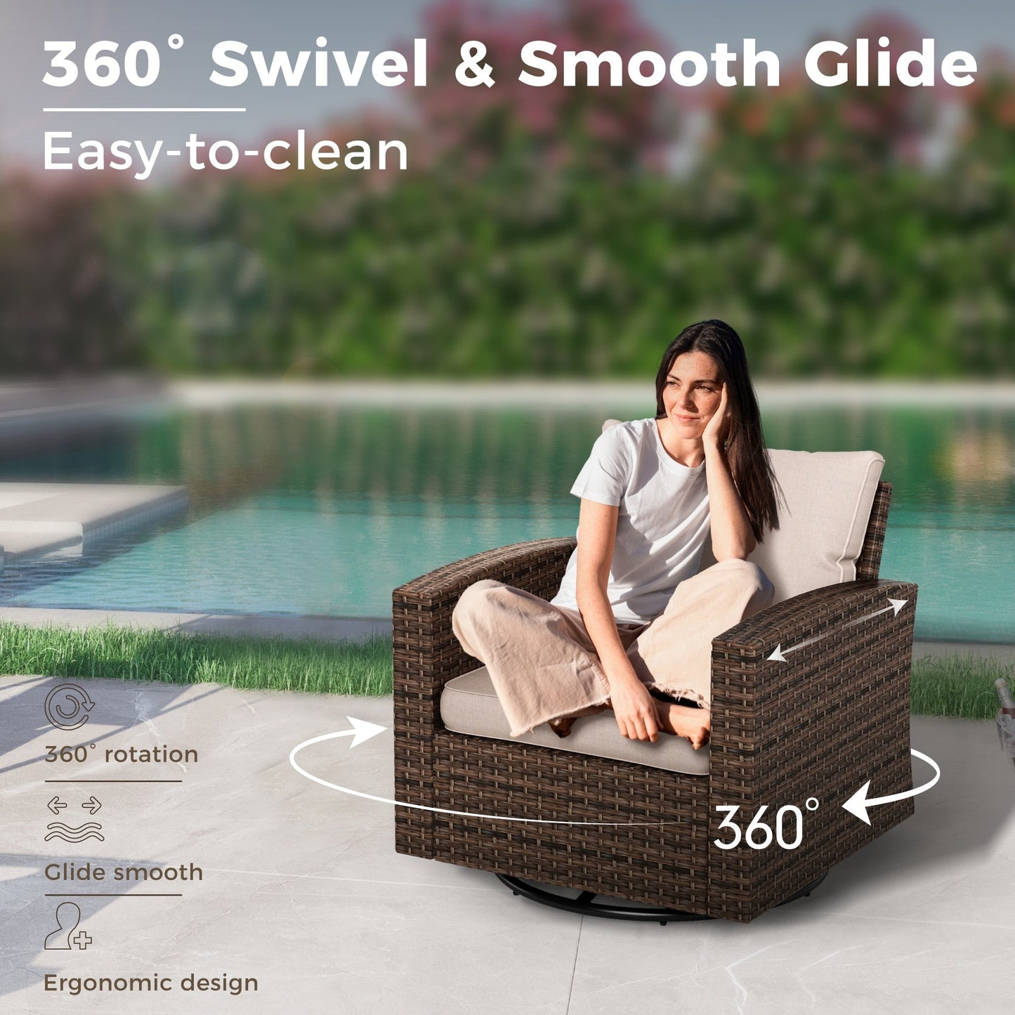 Divano componibile da esterno in vimini e rattan, 5/9 posti, set da conversazione di grandi dimensioni