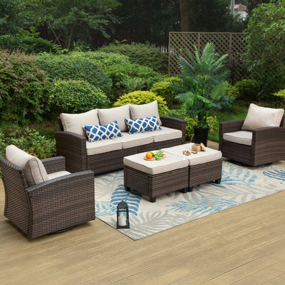 Divano componibile da esterno in vimini e rattan, 5/9 posti, set da conversazione di grandi dimensioni