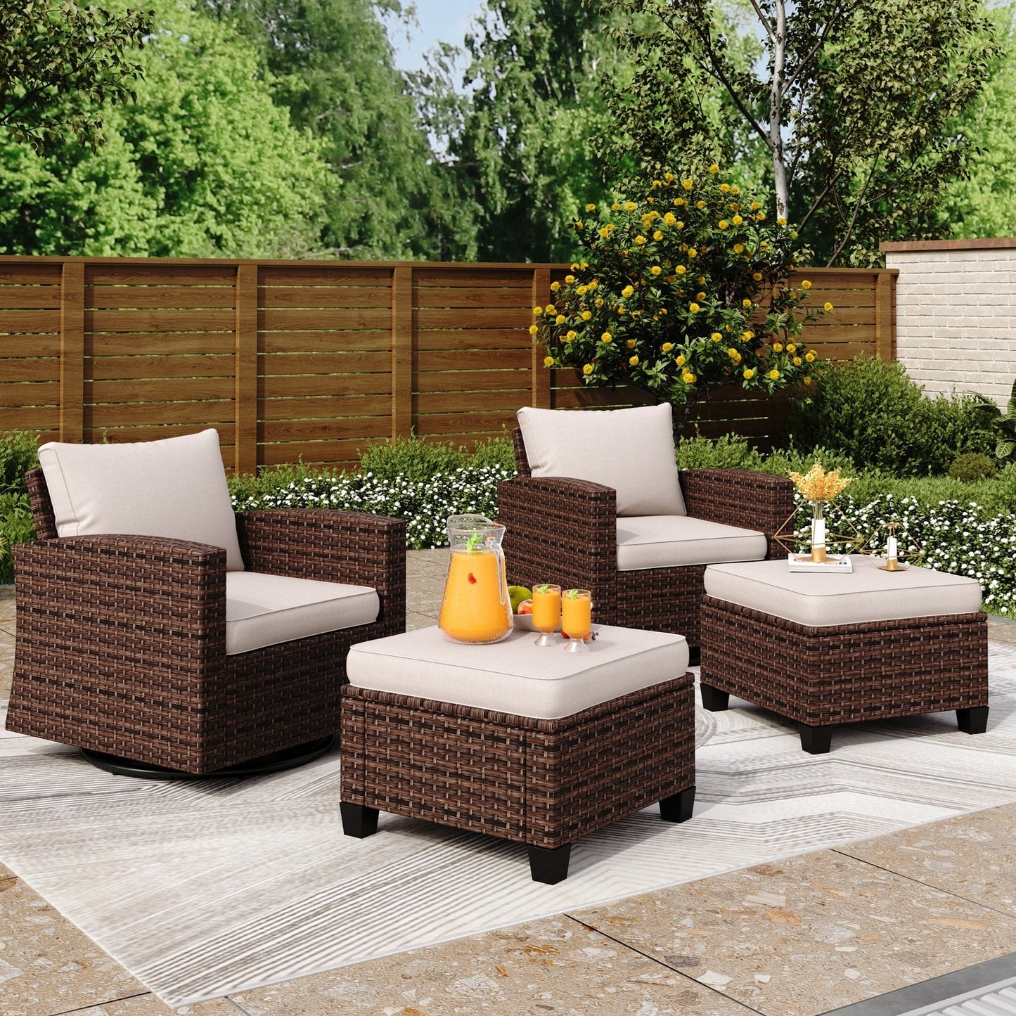 Divano componibile da esterno in vimini e rattan, 5/9 posti, set da conversazione di grandi dimensioni