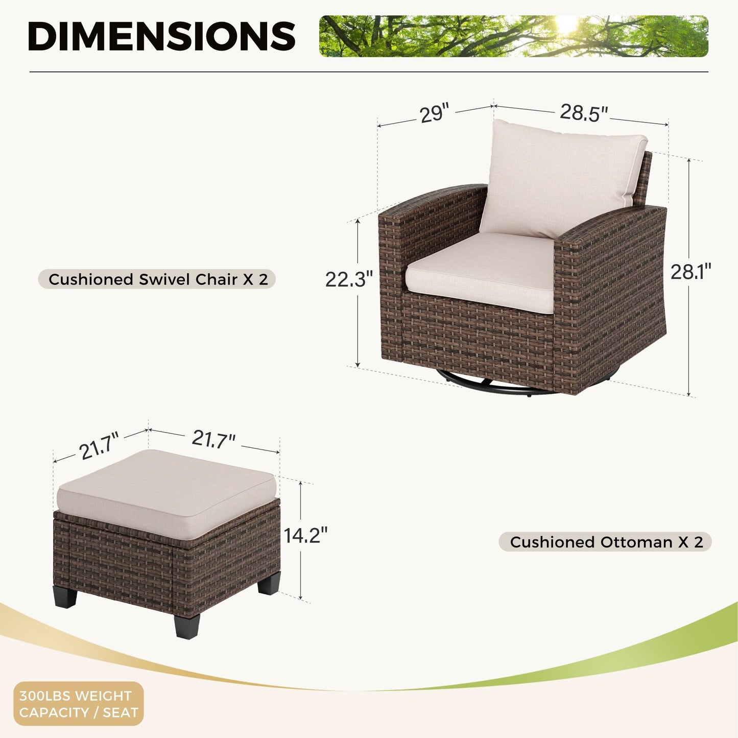 Divano componibile da esterno in vimini e rattan, 5/9 posti, set da conversazione di grandi dimensioni