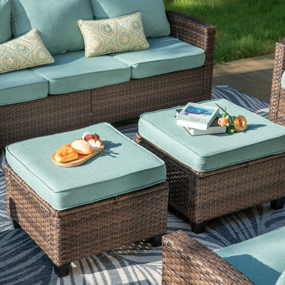 Divano componibile da esterno in vimini e rattan, 5/9 posti, set da conversazione di grandi dimensioni