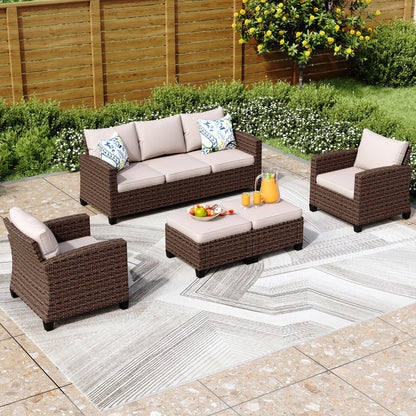 Divano componibile da esterno in vimini e rattan, 5/9 posti, set da conversazione di grandi dimensioni