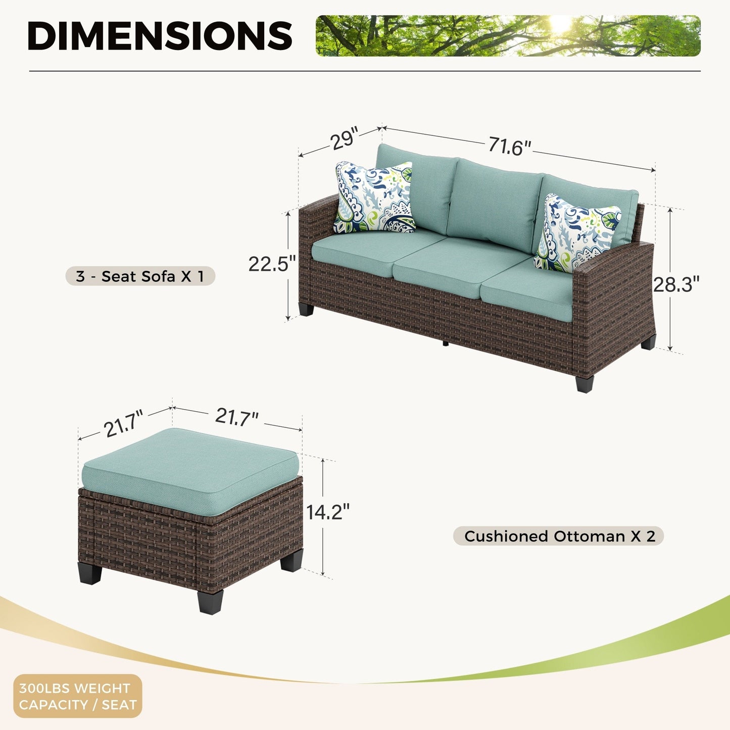 Divano componibile da esterno in vimini e rattan, 5/9 posti, set da conversazione di grandi dimensioni