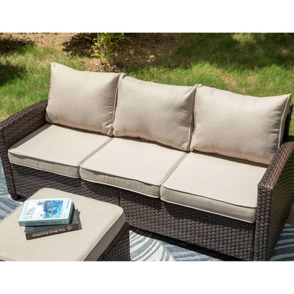 Divano componibile da esterno in vimini e rattan, 5/9 posti, set da conversazione di grandi dimensioni