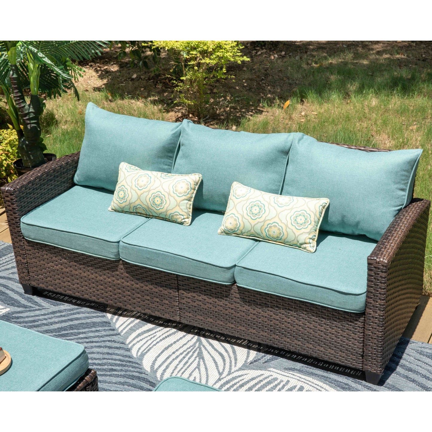 Divano componibile da esterno in vimini e rattan, 5/9 posti, set da conversazione di grandi dimensioni