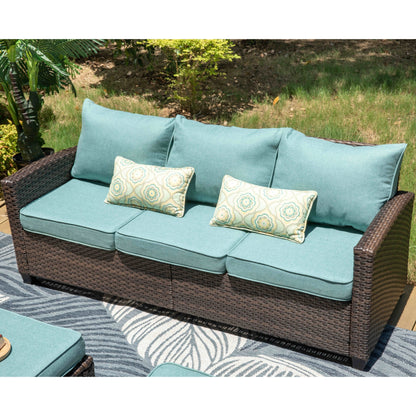 Divano componibile da esterno in vimini e rattan, 5/9 posti, set da conversazione di grandi dimensioni