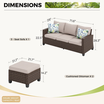 Divano componibile da esterno in vimini e rattan, 5/9 posti, set da conversazione di grandi dimensioni