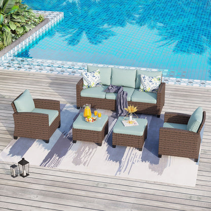 Divano componibile da esterno in vimini e rattan, 5/9 posti, set da conversazione di grandi dimensioni