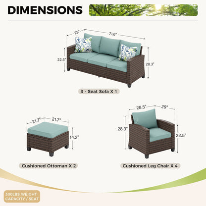 Divano componibile da esterno in vimini e rattan, 5/9 posti, set da conversazione di grandi dimensioni