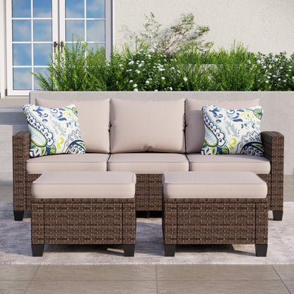 Divano componibile da esterno in vimini e rattan, 5/9 posti, set da conversazione di grandi dimensioni