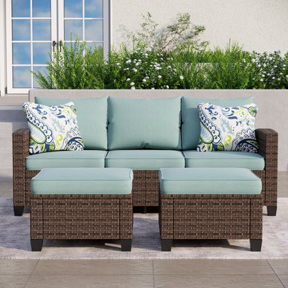 Divano componibile da esterno in vimini e rattan, 5/9 posti, set da conversazione di grandi dimensioni