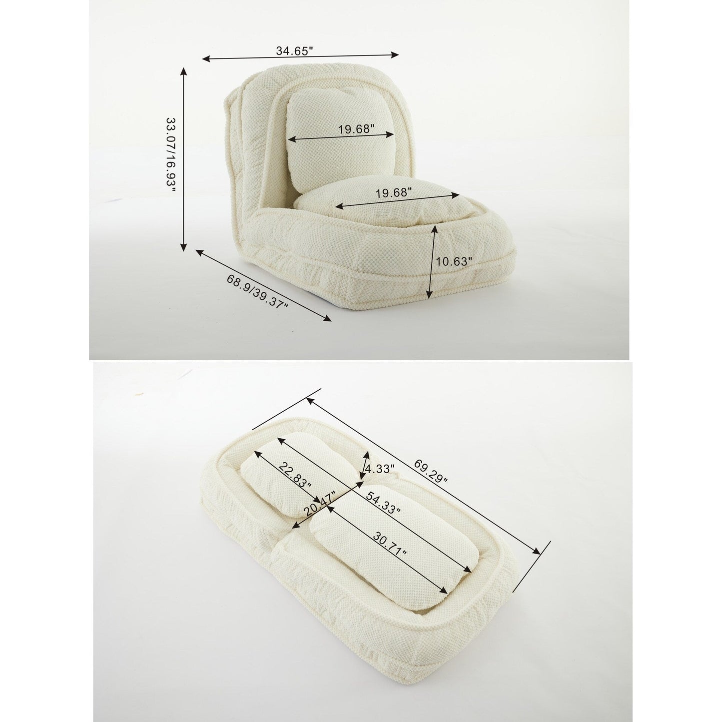 Divano letto regolabile in 5 posizioni