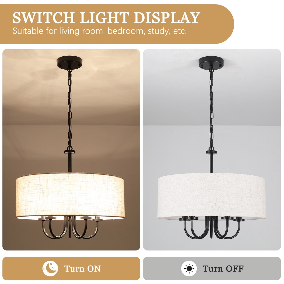 Lampada da soffitto moderna a 5 luci con montaggio a semi-incasso per sala da pranzo, camera da letto, soggiorno - N/D