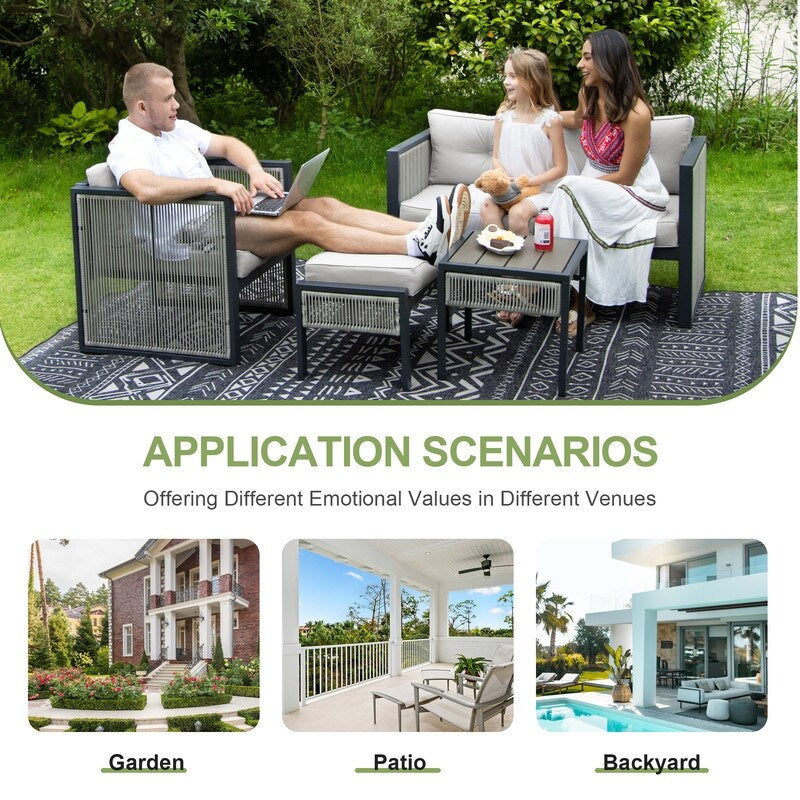 FINCATI 5 pezzi set di divani componibili per mobili da giardino divano da esterno