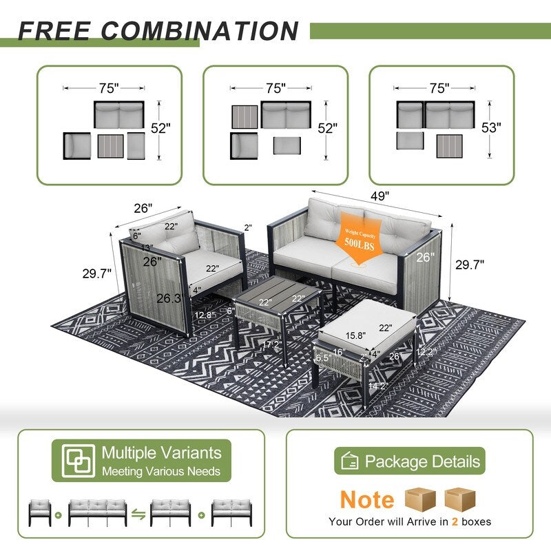 FINCATI 5 pezzi set di divani componibili per mobili da giardino divano da esterno