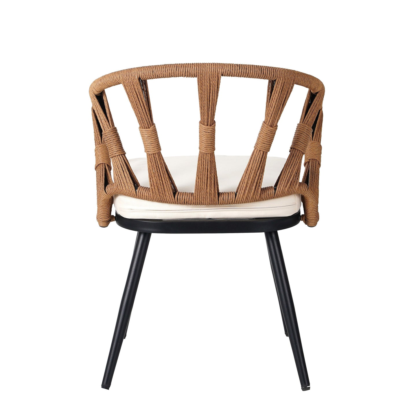 Set da 5 tavoli e sedie da pranzo per esterni, set di mobili da giardino con sedie in rattan PE e tavolo rettangolare in legno