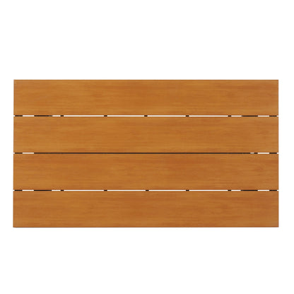 Set da 5 tavoli e sedie da pranzo per esterni, set di mobili da giardino con sedie in rattan PE e tavolo rettangolare in legno