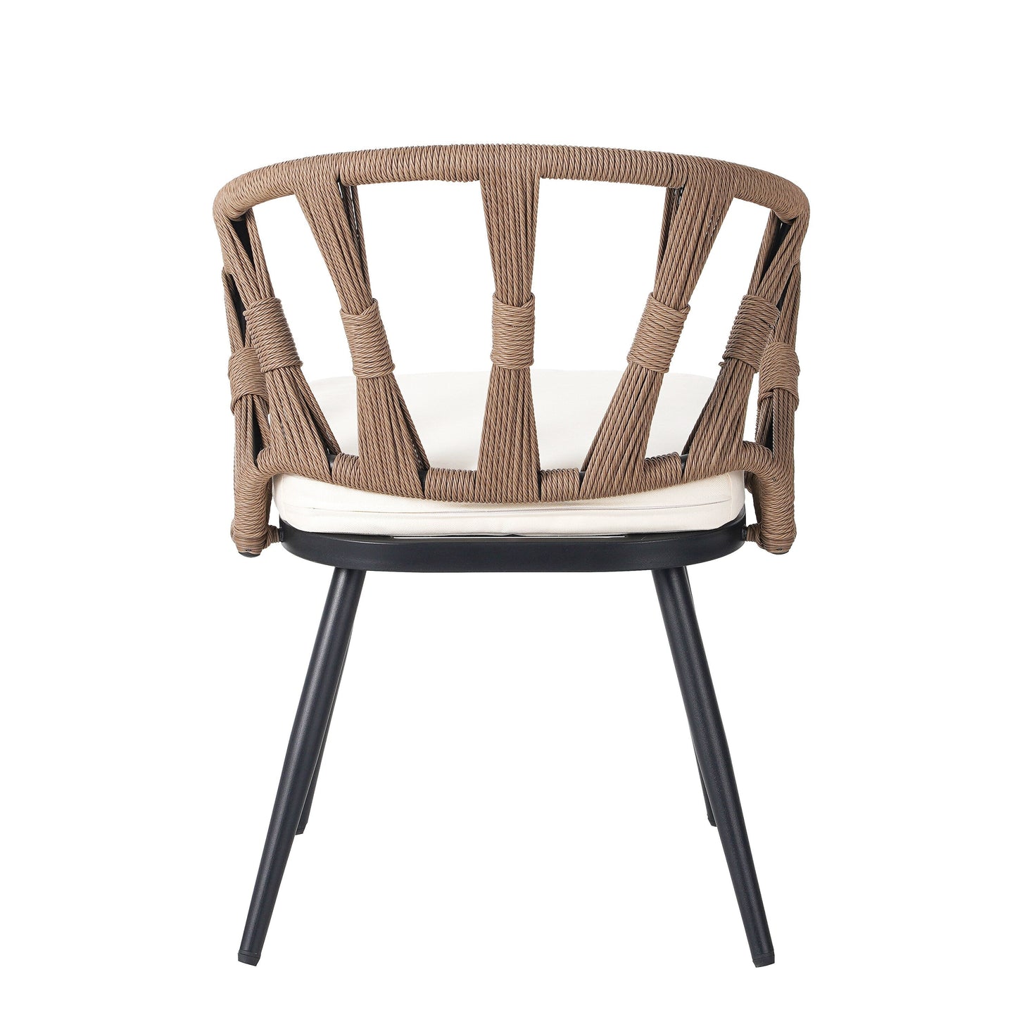 Set da 5 tavoli e sedie da pranzo per esterni, set di mobili da giardino con sedie in rattan PE e tavolo rettangolare in legno