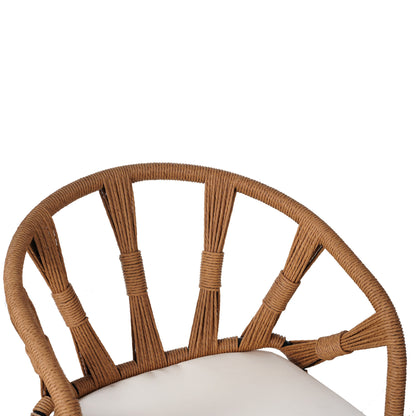 Set da 5 tavoli e sedie da pranzo per esterni, set di mobili da giardino con sedie in rattan PE e tavolo rettangolare in legno