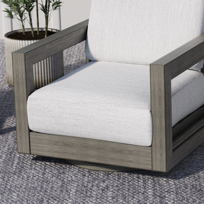 Set da conversazione per patio in alluminio per 5 persone con sedie girevoli, struttura dipinta a mano e cuscini