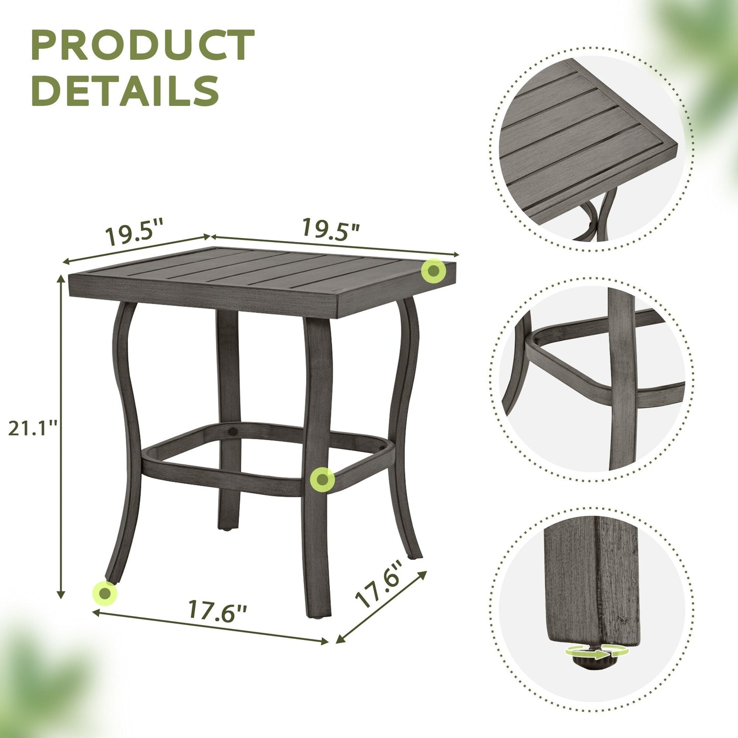 Set da conversazione in alluminio da 5 pezzi per patio con tavolino, pouf e cuscini grigio chiaro