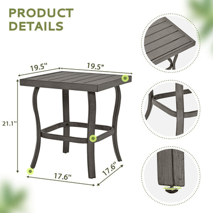 Set da conversazione in alluminio da 5 pezzi per patio con tavolino, pouf e cuscini grigio chiaro