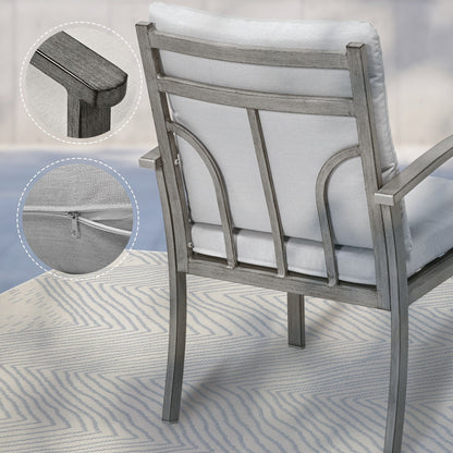 Set da pranzo da giardino in alluminio da 5 pezzi con tavolo e rivestimento grigio chiaro lavabile