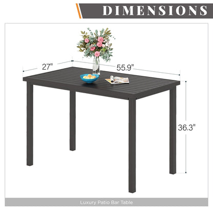 Set da pranzo da bar da 5 pezzi, 4 sedie da bar girevoli in rattan o 4 in metallo e 1 tavolo da bar rettangolare in metallo