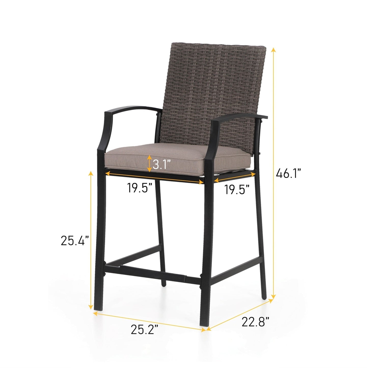 Set da pranzo da bar da 5 pezzi, 4 sedie da bar girevoli in rattan o 4 in metallo e 1 tavolo da bar rettangolare in metallo