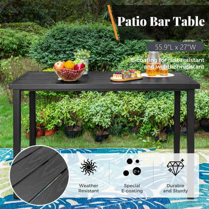 Set da pranzo da bar da 5 pezzi, 4 sedie da bar girevoli in rattan o 4 in metallo e 1 tavolo da bar rettangolare in metallo