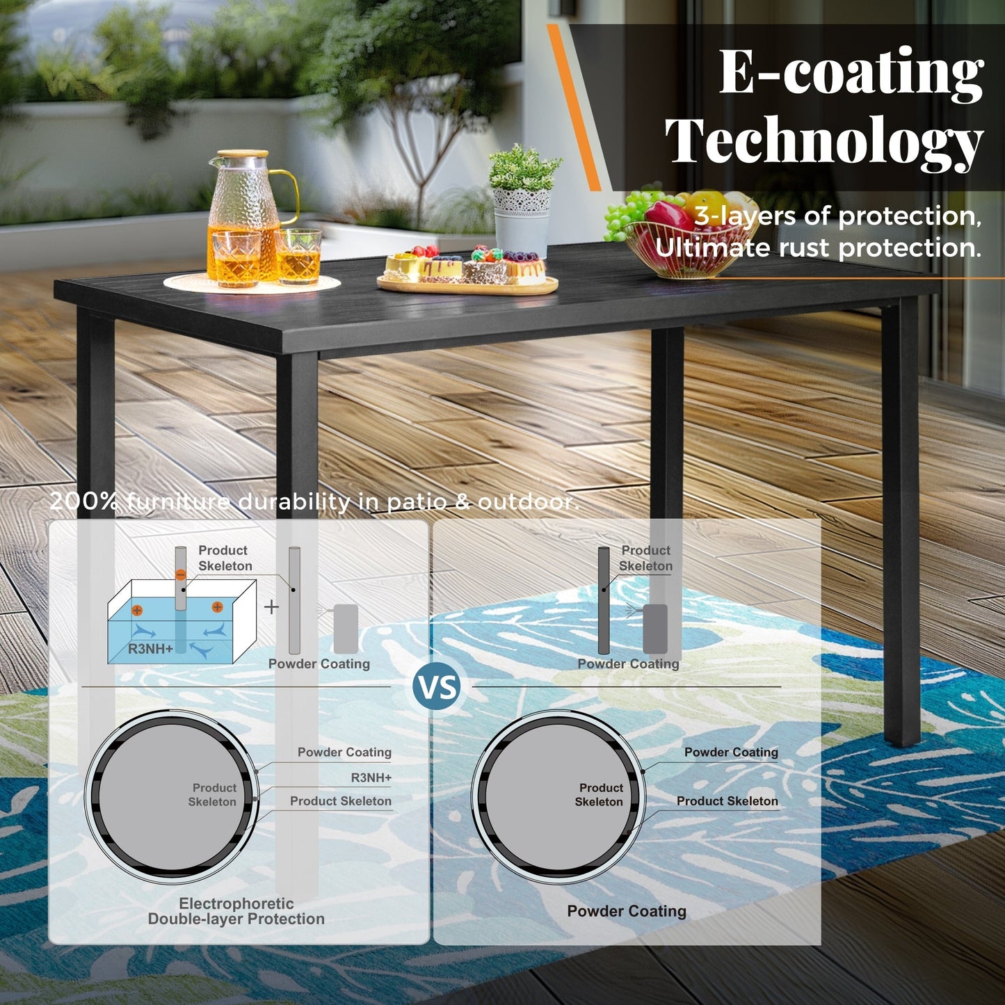 Set da pranzo da bar da 5 pezzi, 4 sedie da bar girevoli in rattan o 4 in metallo e 1 tavolo da bar rettangolare in metallo