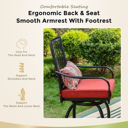 Set da pranzo da bar da 5 pezzi, 4 sedie da bar girevoli in rattan o 4 in metallo e 1 tavolo da bar rettangolare in metallo