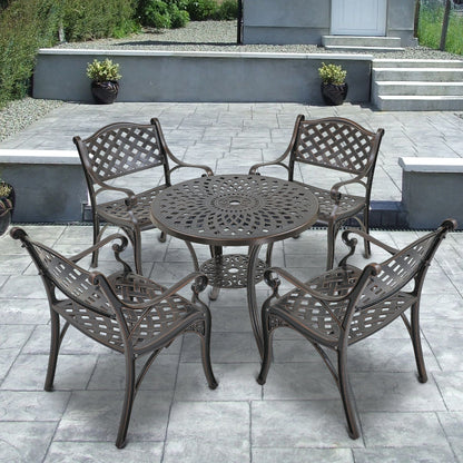 Set da pranzo per patio in alluminio pressofuso da 5 pezzi