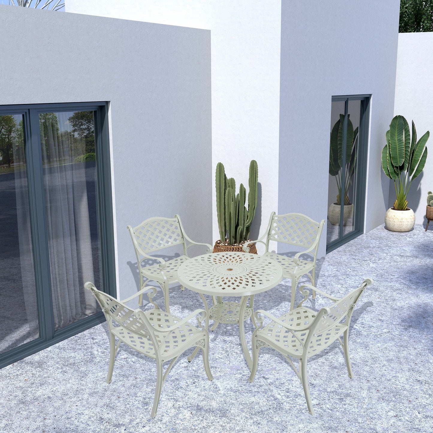 Set da pranzo per patio in alluminio pressofuso da 5 pezzi