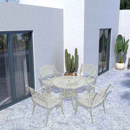 Set da pranzo per patio in alluminio pressofuso da 5 pezzi