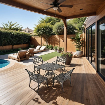 Set da pranzo per patio in alluminio pressofuso da 5 pezzi