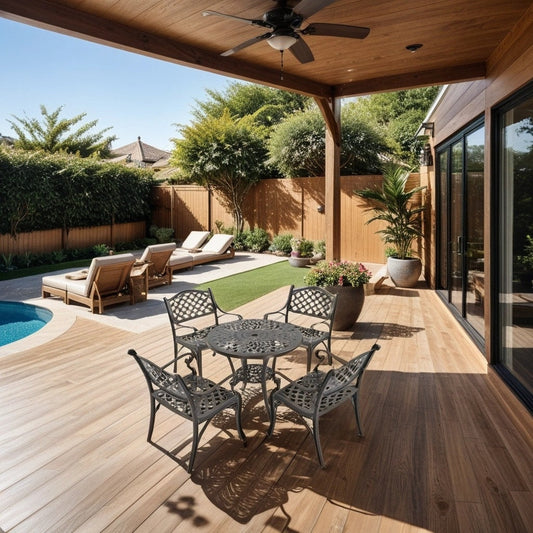 Set da pranzo per patio in alluminio pressofuso da 5 pezzi