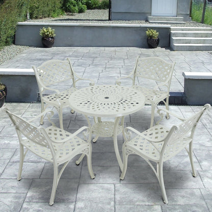 Set da pranzo per patio in alluminio pressofuso da 5 pezzi