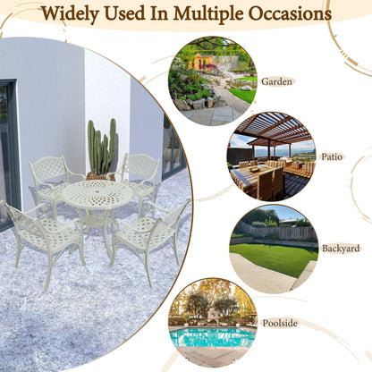 Set da pranzo per patio in alluminio pressofuso da 5 pezzi