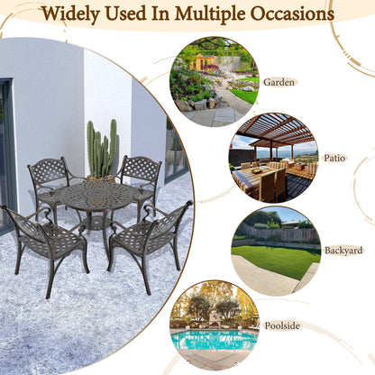 Set da pranzo per patio in alluminio pressofuso da 5 pezzi