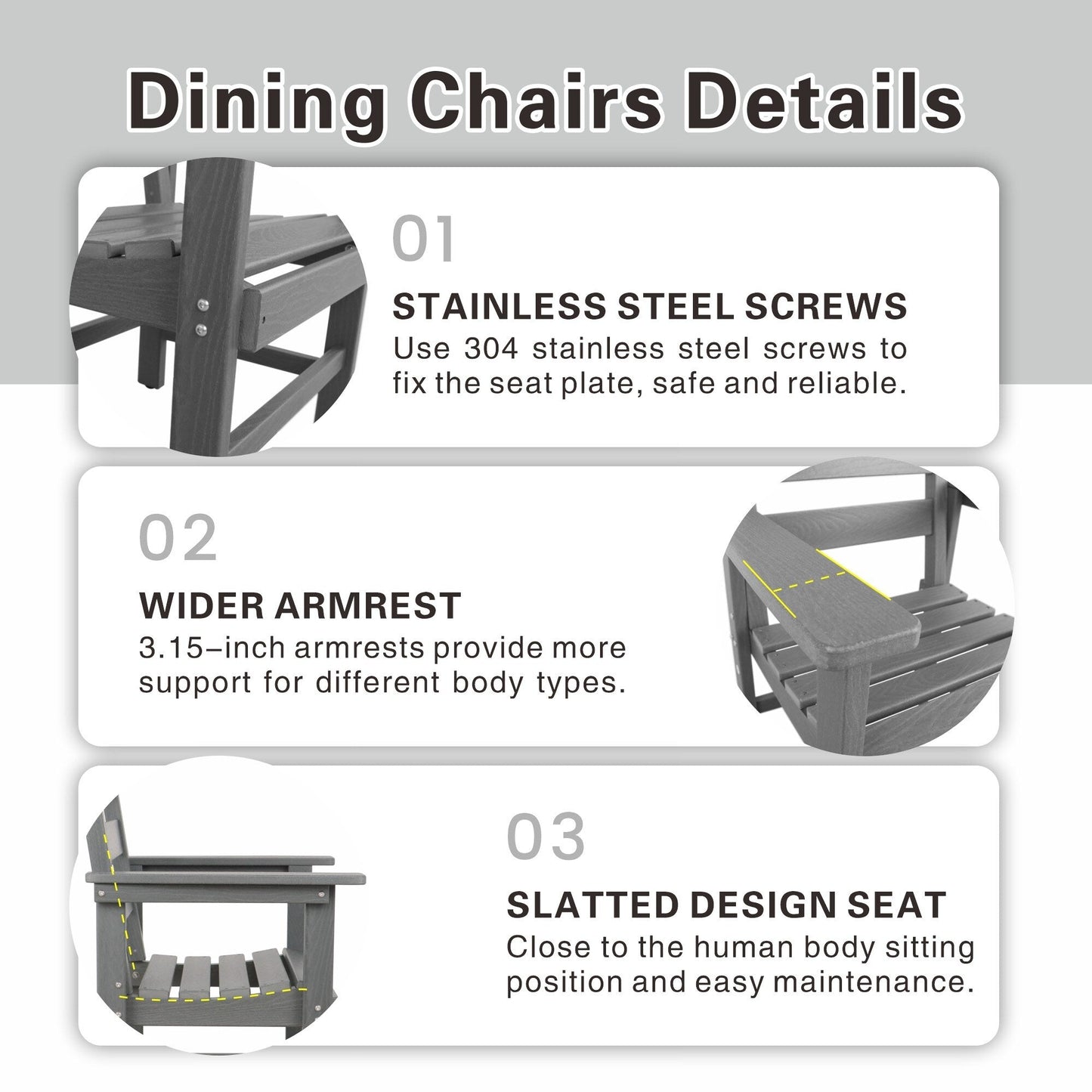 Set da pranzo da giardino in HDPE da 5 pezzi, set di mobili da pranzo per esterni con 4 sedie, tavolo da pranzo e sedie da giardino per esterni
