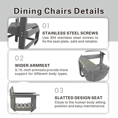 Set da pranzo da giardino in HDPE da 5 pezzi, set di mobili da pranzo per esterni con 4 sedie, tavolo da pranzo e sedie da giardino per esterni