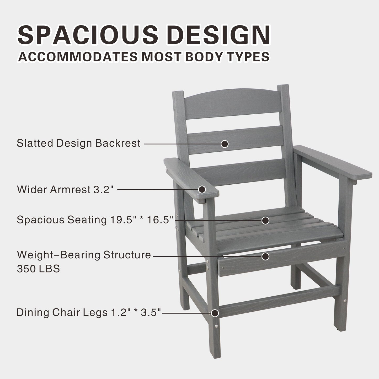 Set da pranzo da giardino in HDPE da 5 pezzi, set di mobili da pranzo per esterni con 4 sedie, tavolo da pranzo e sedie da giardino per esterni
