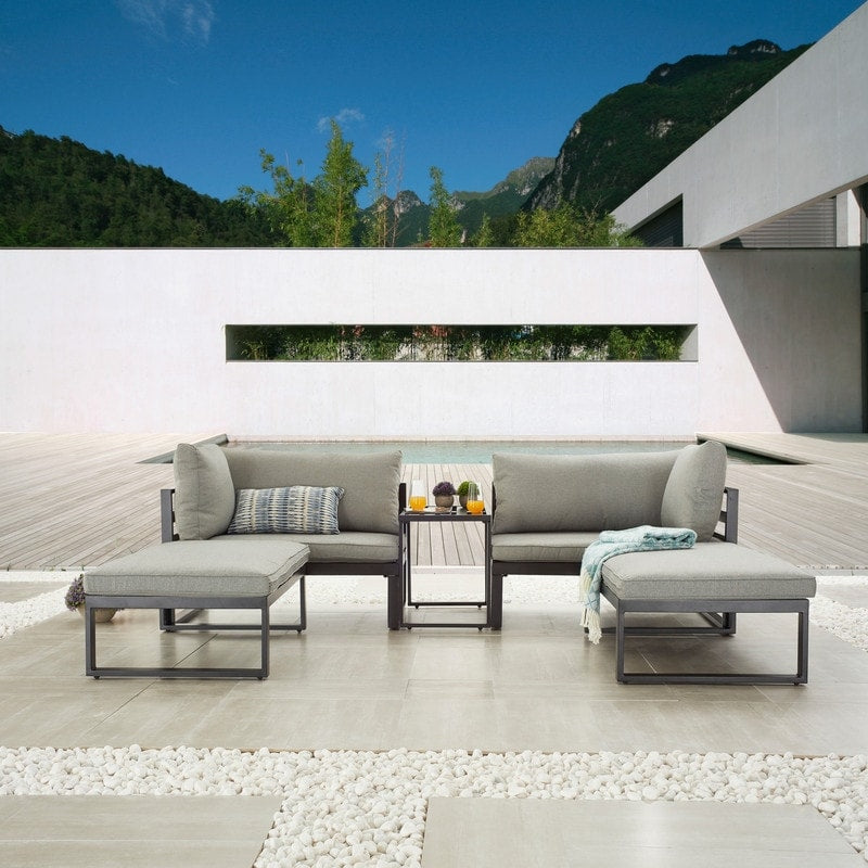 Set di divani da conversazione in metallo da esterno da 5 pezzi