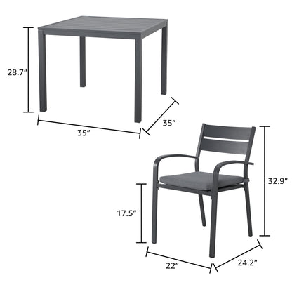 Set da pranzo in alluminio per esterni da 5 pezzi