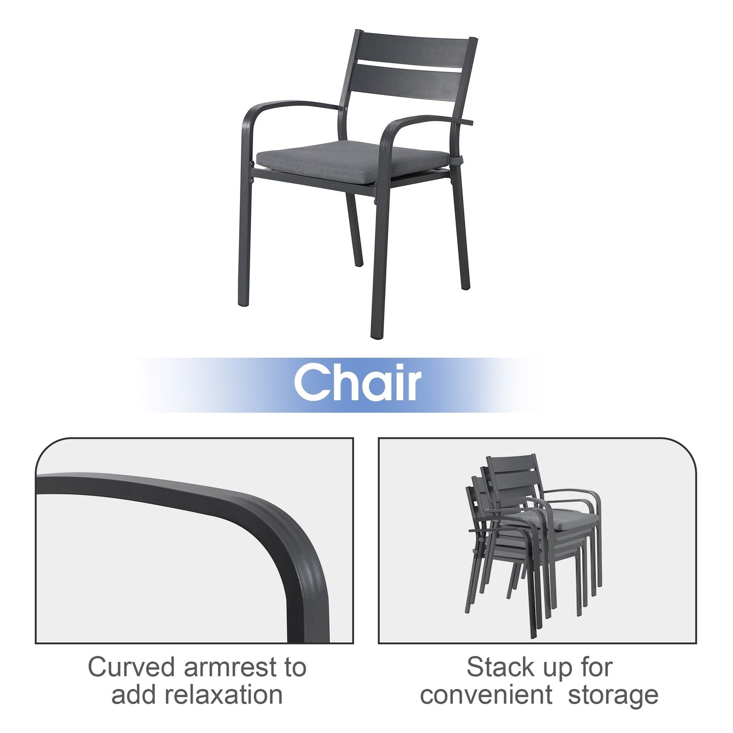 Set da pranzo in alluminio per esterni da 5 pezzi