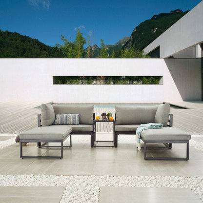 Set di divani da conversazione in metallo da esterno da 5 pezzi