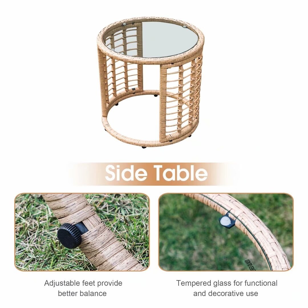 Set da conversazione imbottito in vimini da esterno da 5 pezzi